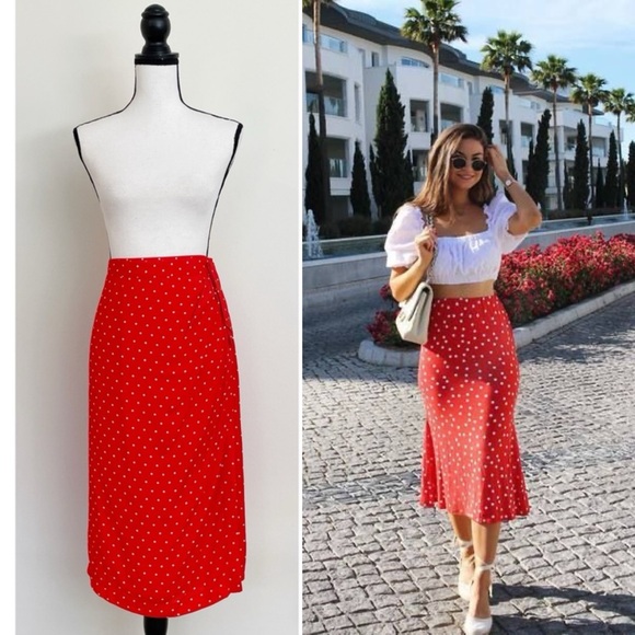 Vintage 80s Polka Dot Wrap Sarong Skirt - Picture 9 of 9